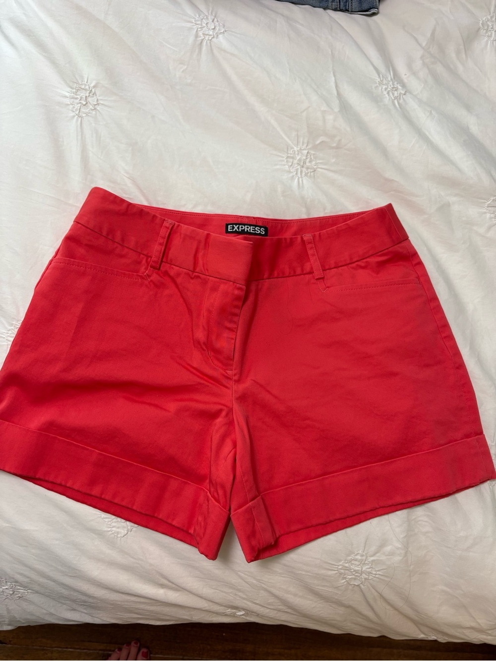 Express Women's Bright pink Cuffed Bermuda Shorts